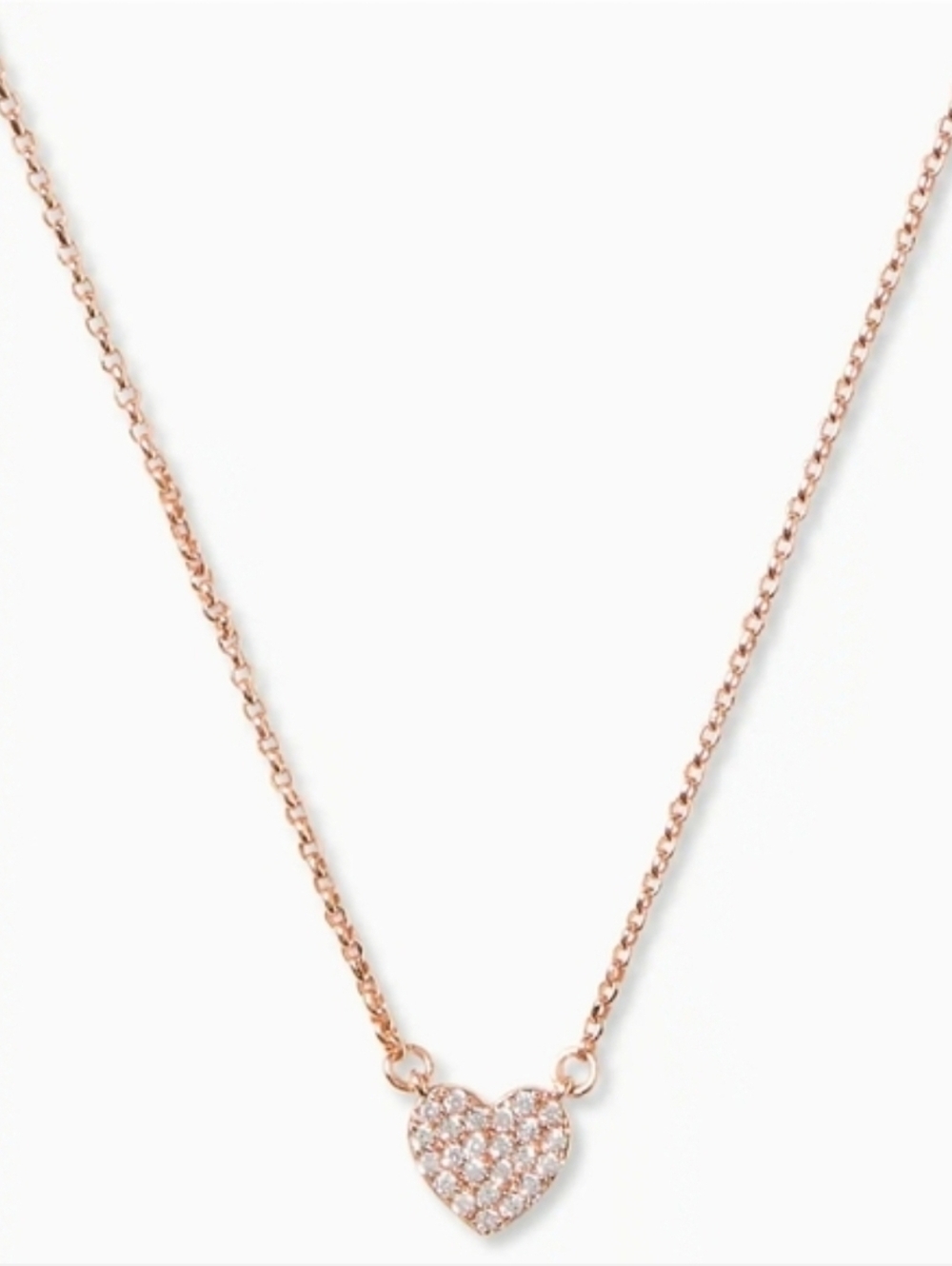 Kate Spade Yours Truly Pave Heart Mini Pendant Necklace Clear Rose Gold - NWT